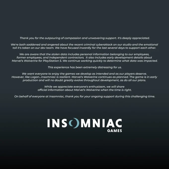 Insomniac отреагировала на массовую утечку