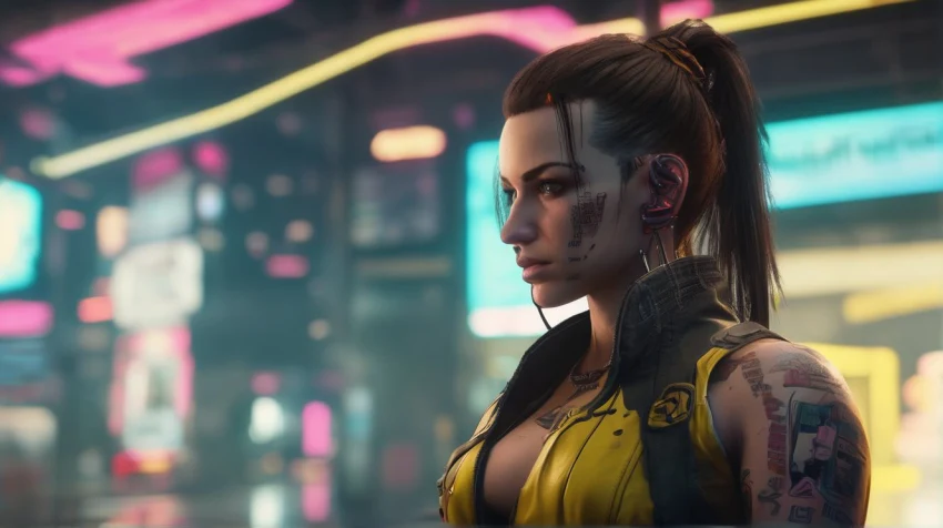 Подборка артов от ИИ по Cyberpunk 2077