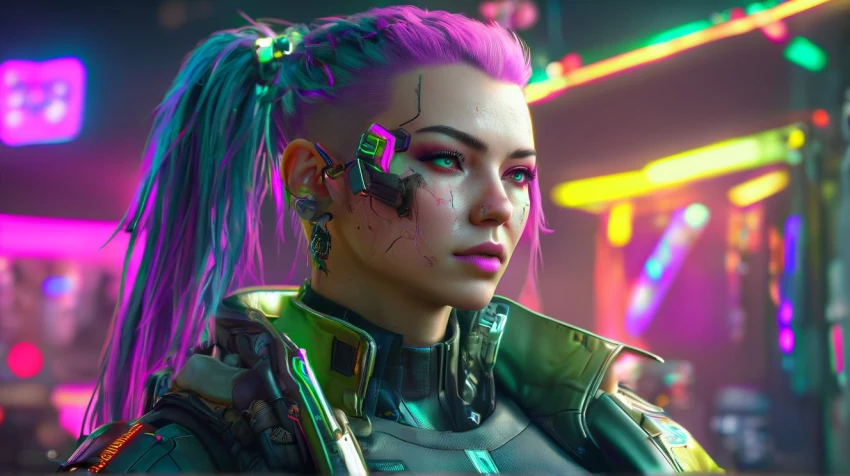 Подборка артов от ИИ по Cyberpunk 2077