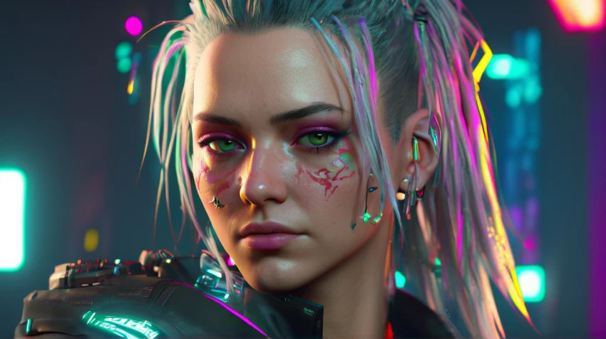 Подборка артов от ИИ по Cyberpunk 2077