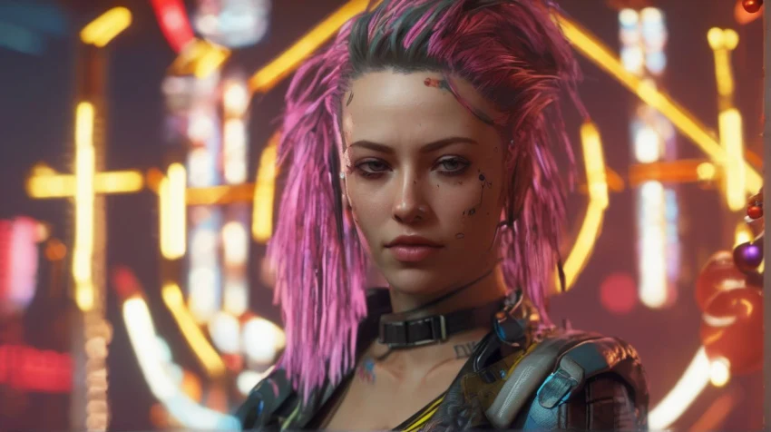 Подборка артов от ИИ по Cyberpunk 2077