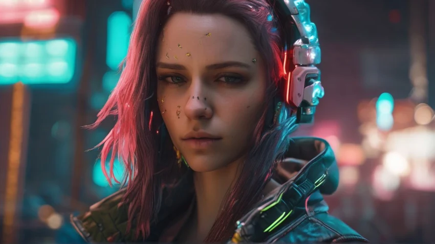 Подборка артов от ИИ по Cyberpunk 2077