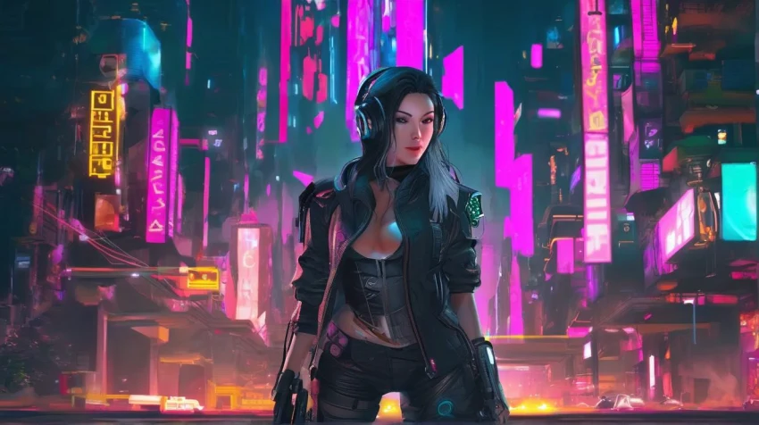 Подборка артов от ИИ по Cyberpunk 2077