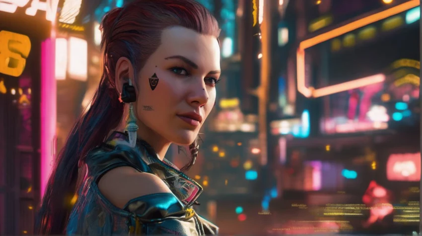 Подборка артов от ИИ по Cyberpunk 2077