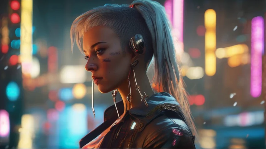 Подборка артов от ИИ по Cyberpunk 2077